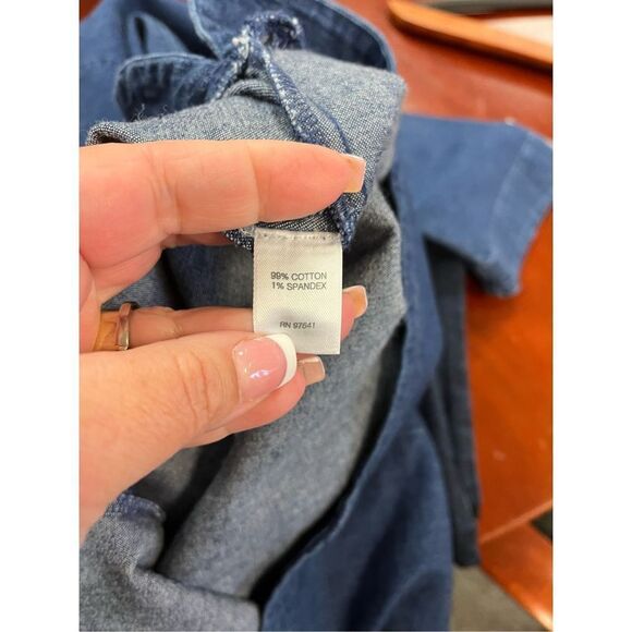 J. Jill Denim Dark Wash Large Front Pocket 3/4 Sleeve Dress s L EUC - Picture 8 of 9